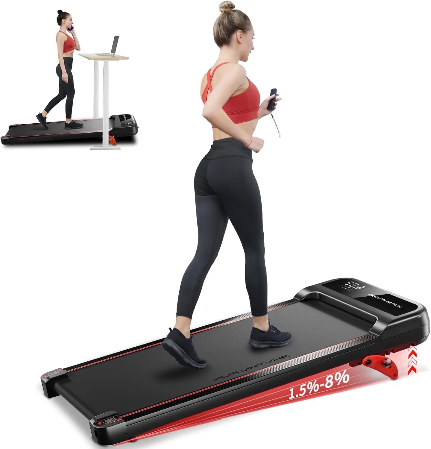 RHYTHM FUN Walking Pad Treadmill with Incline