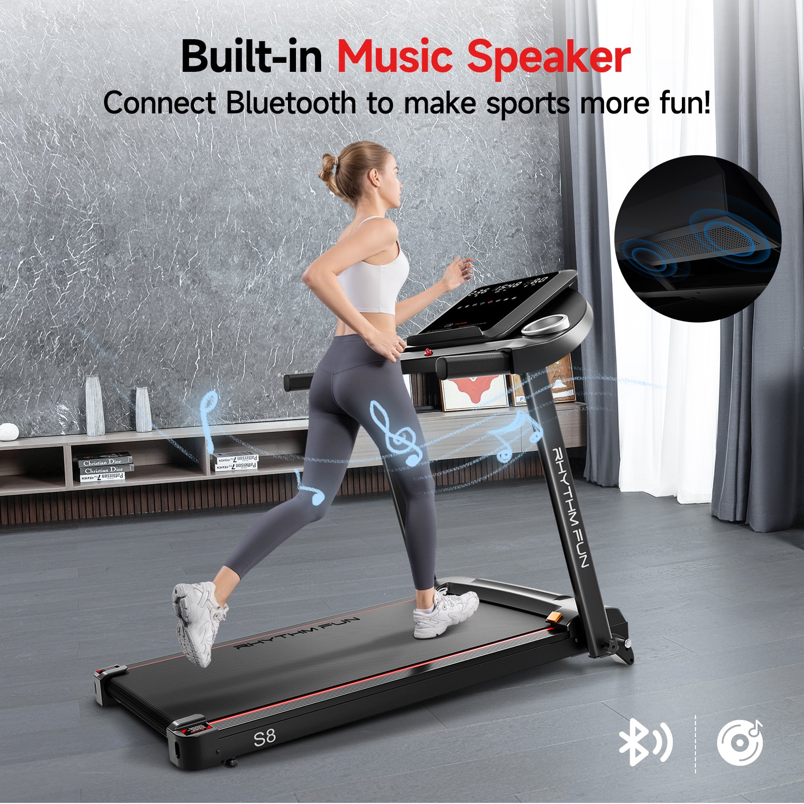 RHYTHM FUN S8 Treadmill with 8% Incline