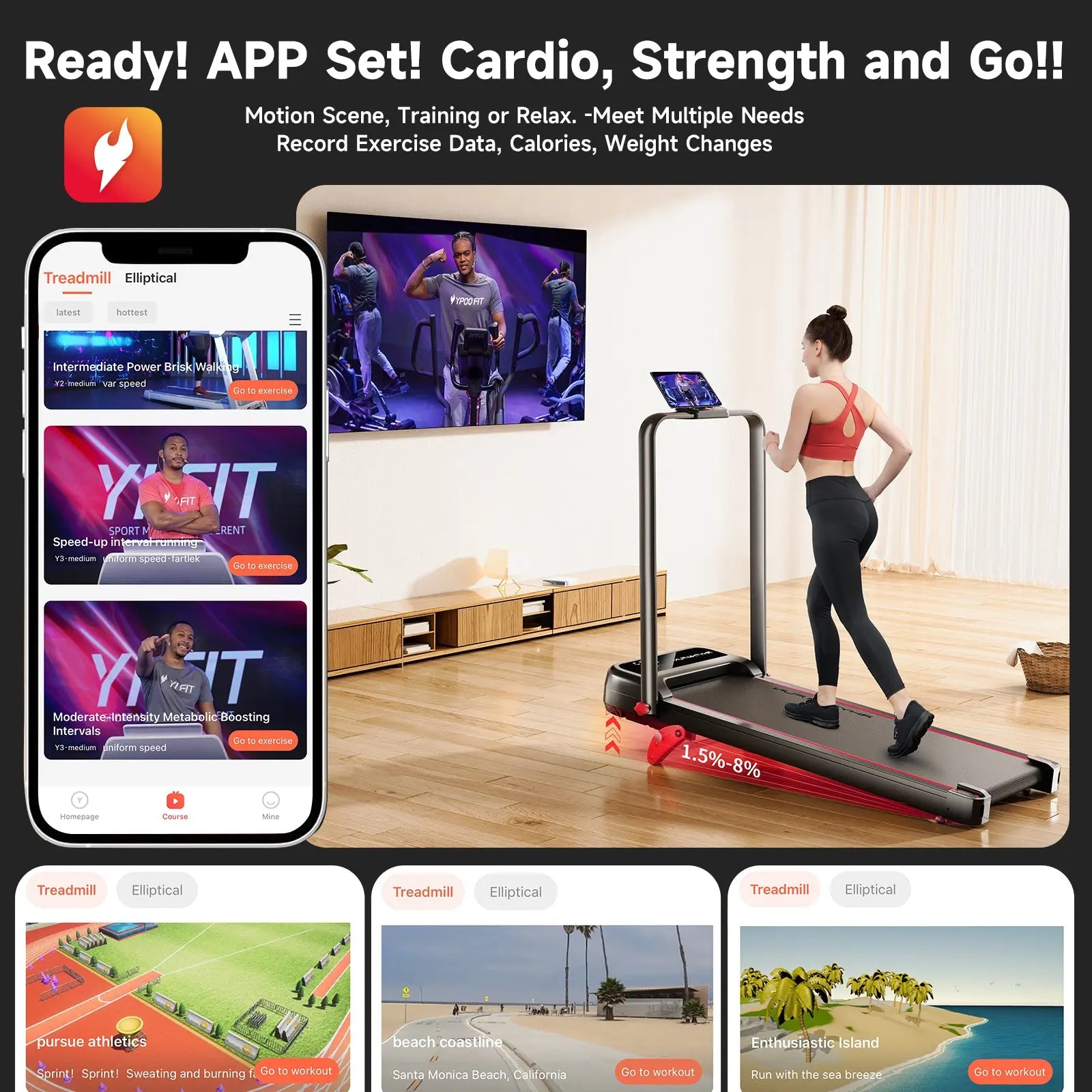 RHYTHM FUN CP01 Foldable Treadmill with Incline RHYTHM FUN