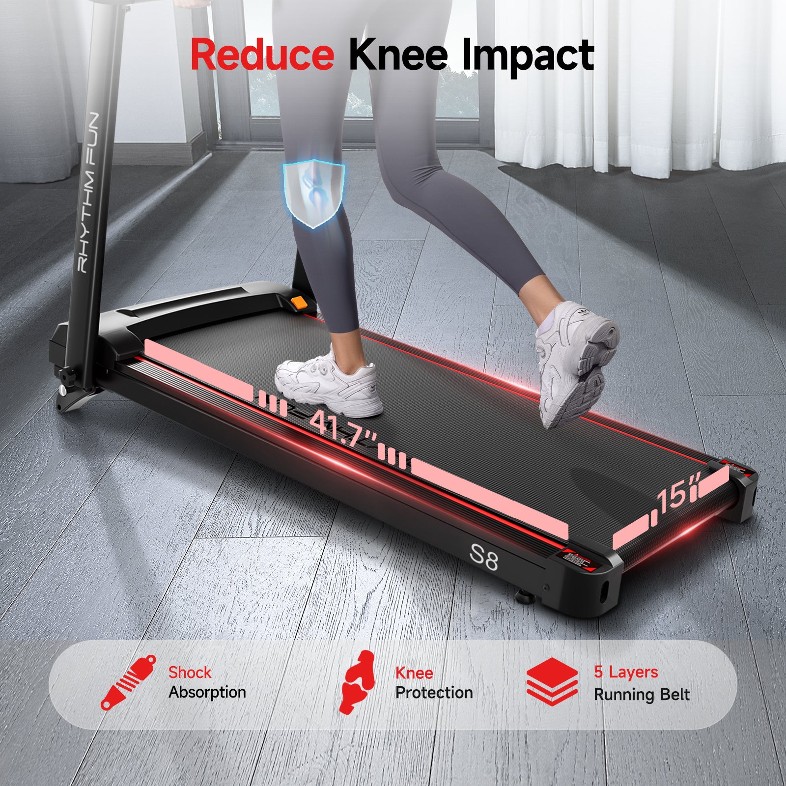 RHYTHM FUN S8 Treadmill with 8% Incline