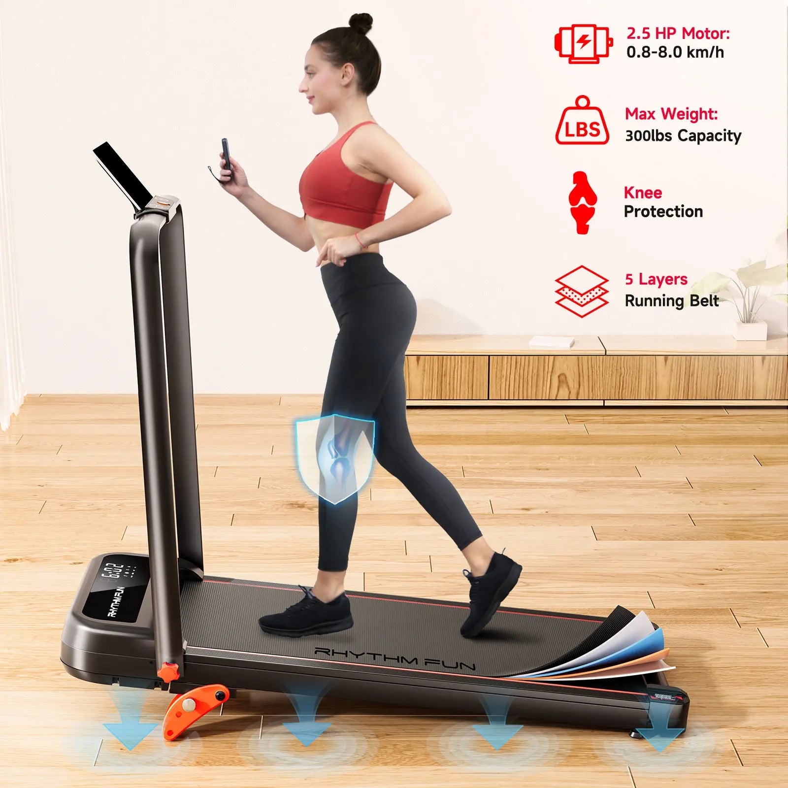 RHYTHM FUN Incline Foldable Treadmill