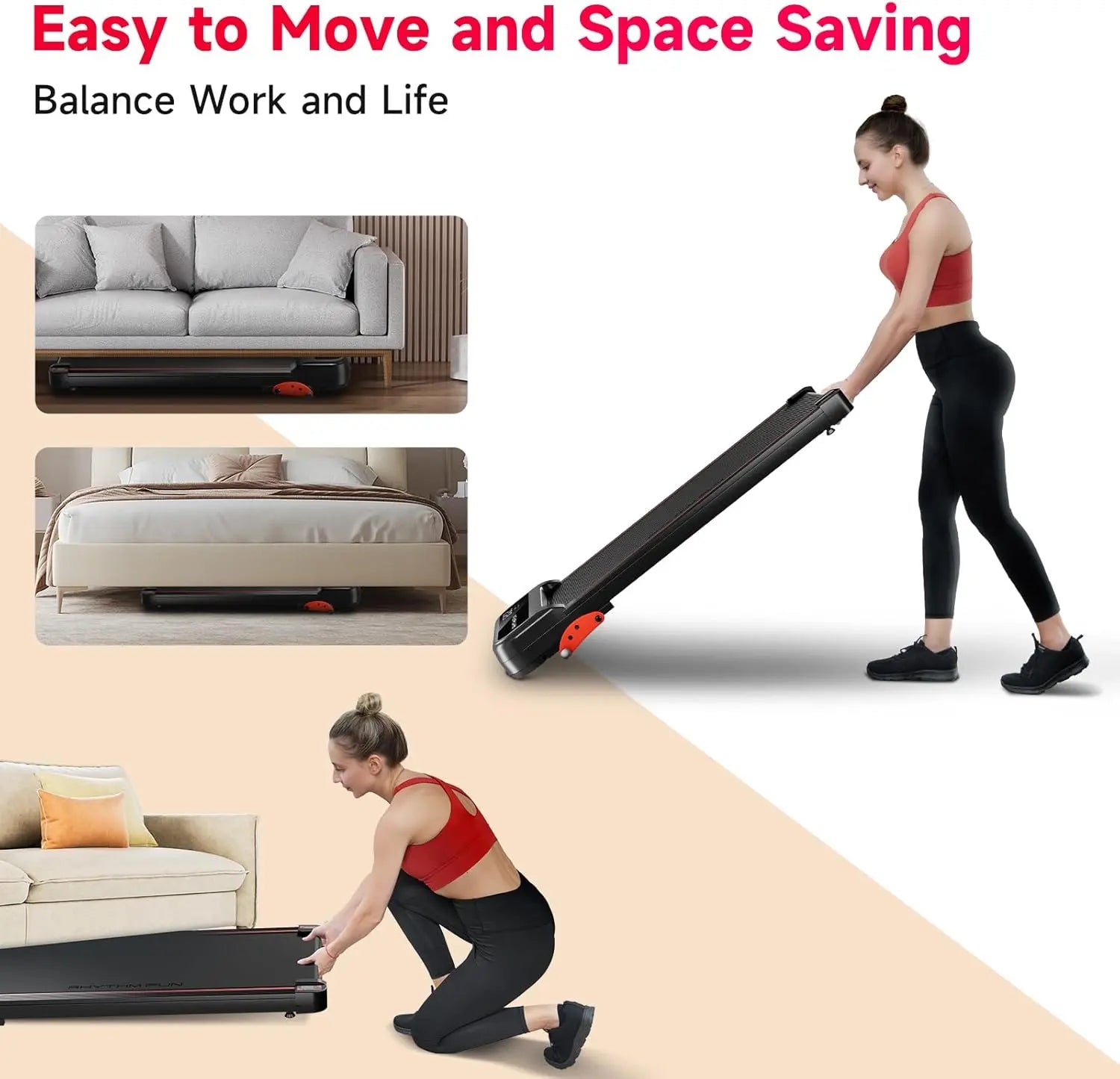 RHYTHM FUN Walking Pad Treadmill with Incline