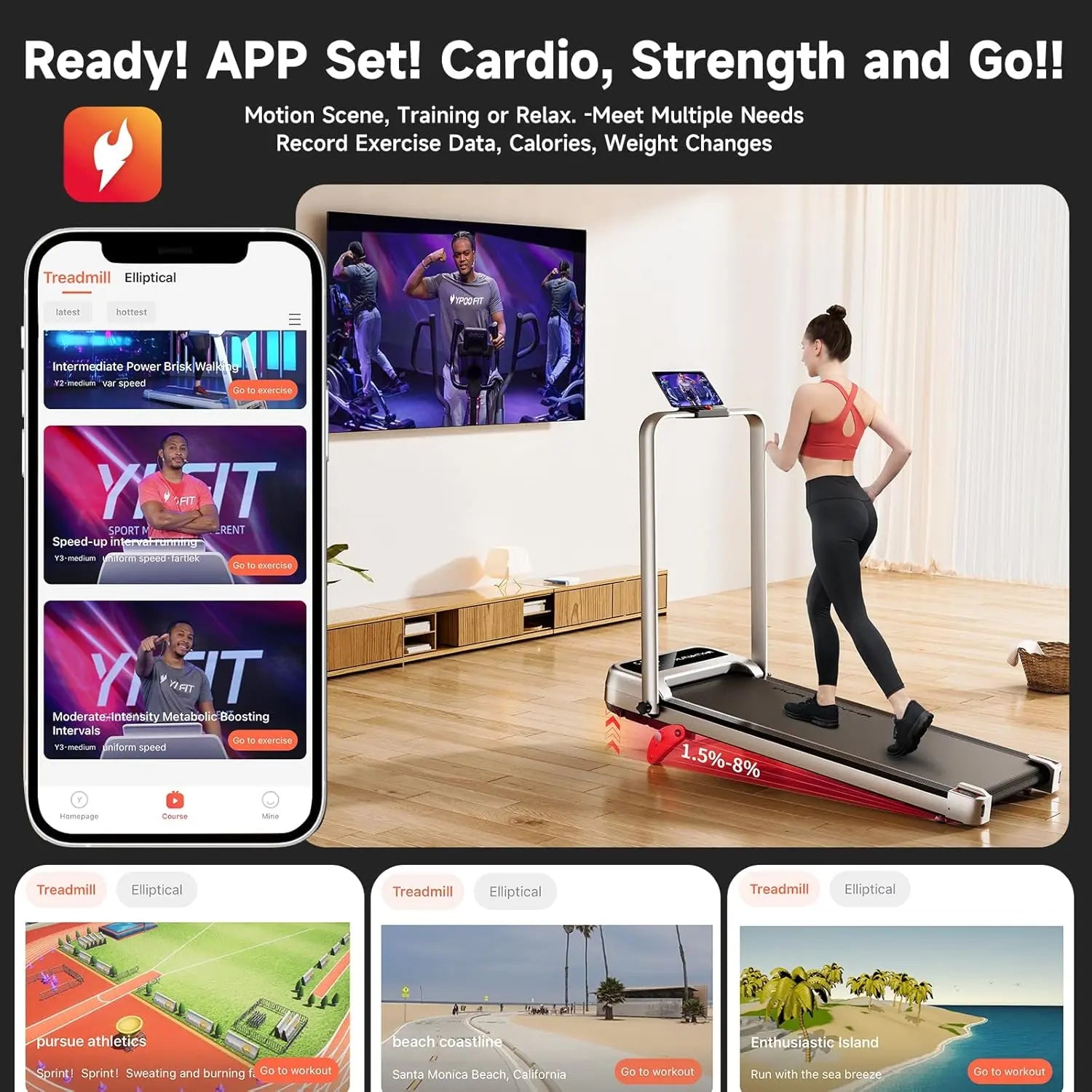 RHYTHM FUN CP01 Foldable Treadmill with Incline RHYTHM FUN