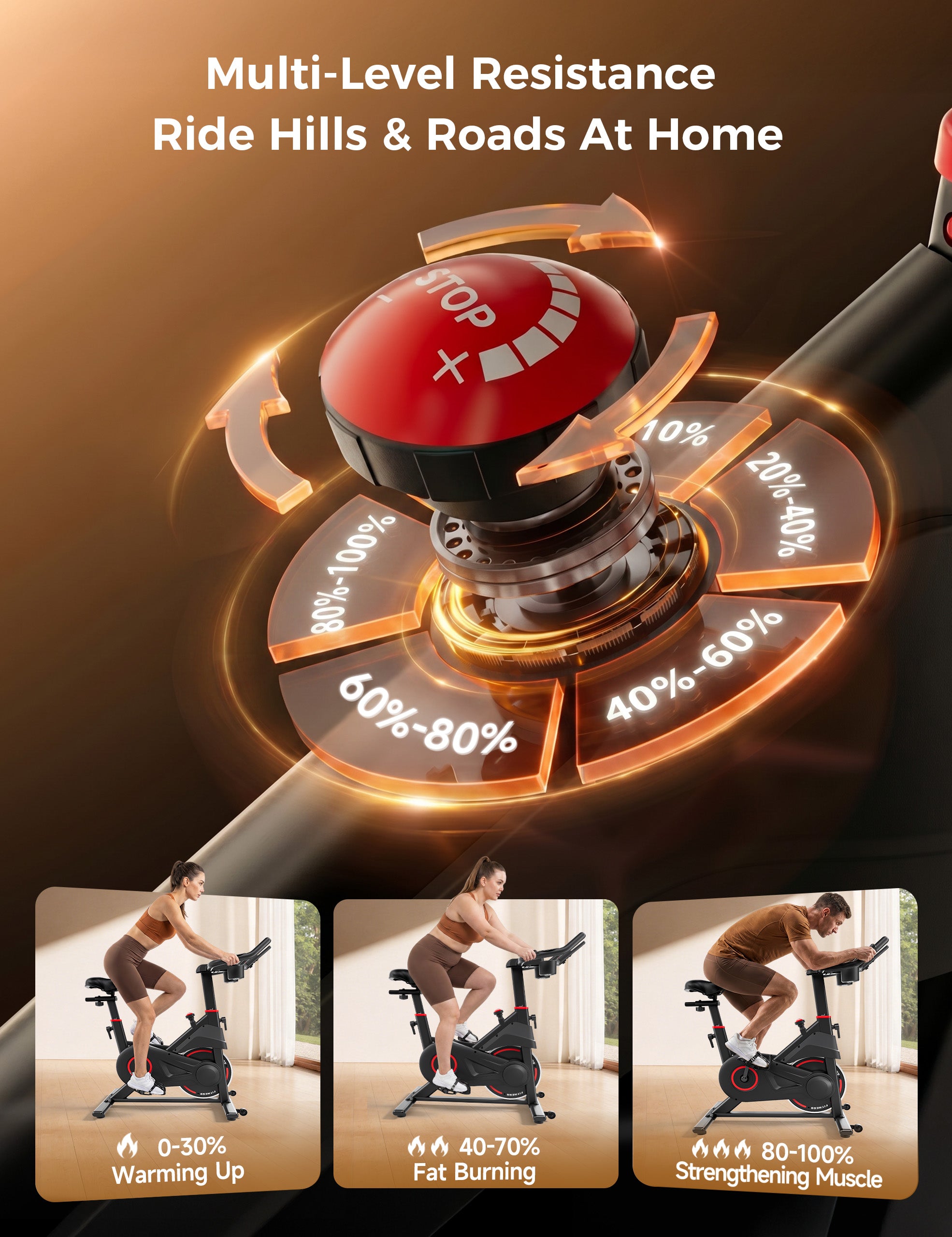 Exercise Bike, Stationary Bikes for Home with Exclusive App, Low Noise Indoor Cycling Bike with 330LBS Weight Capacity, Infinite Resistance Workout Bike with Phone Holder & Fitness Courses