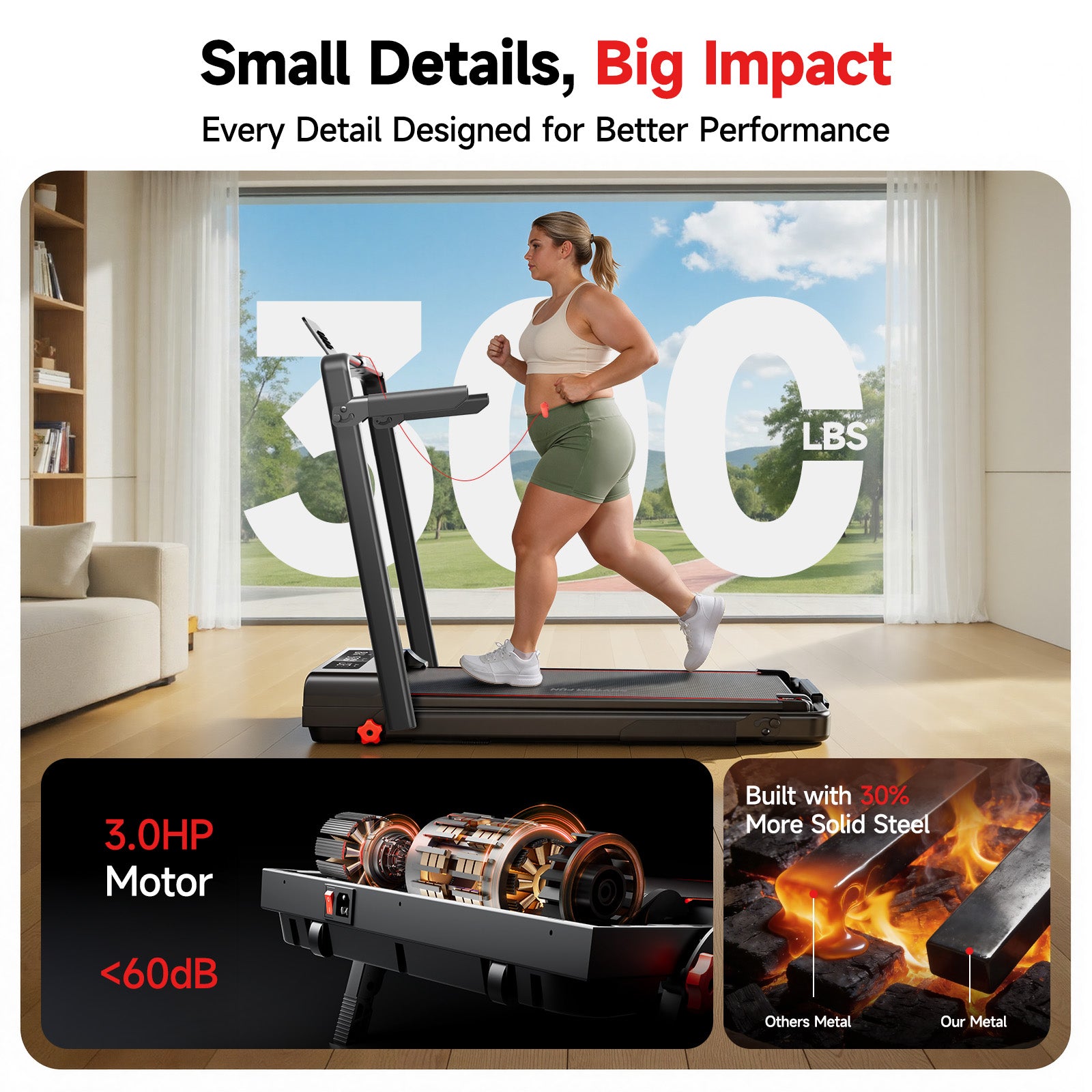 RHYTHM FUN Treadmill with Incline, Walking Pad with Handle Bar,300lbs Walking Pad with APP, Portable Folding Walking Treadmills for Home/Office with Low Noise